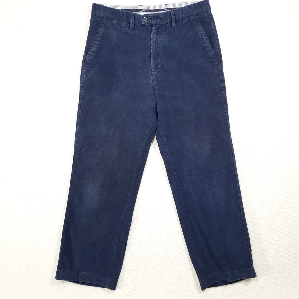 Samuel Windsor Corduroy Pants Men 32R Navy Blue‎ Straight Leg Cotton Trousers